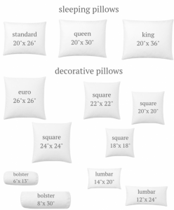 Standard Pillow and Pillowcase Size Chart Guide Updated November 2024