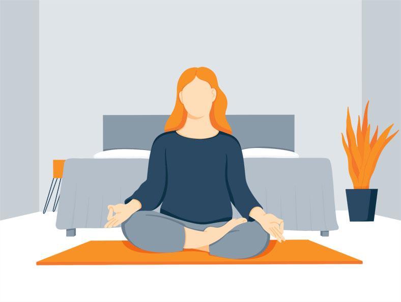 Illustration of a Woman Meditating Before Bed