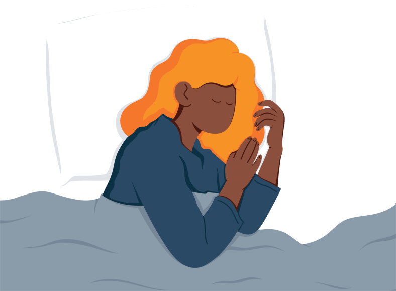 Illustration of a Lady Sleeping on Her Side