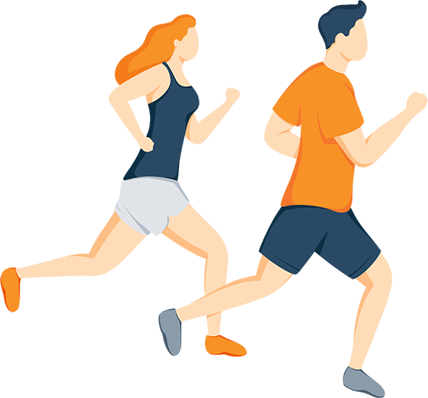 Illustration of a Couple Running
