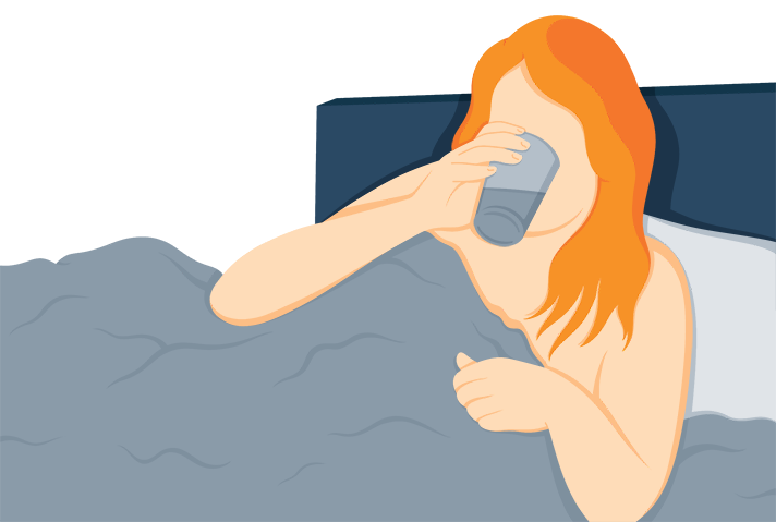 Illustration of a Woman Drinking Water Before Bed
