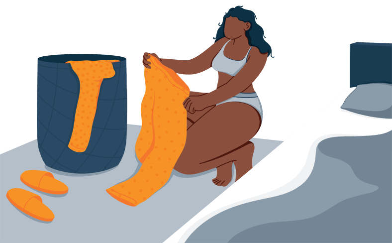 Illustration of a Woman Picking a Pajama to Wear