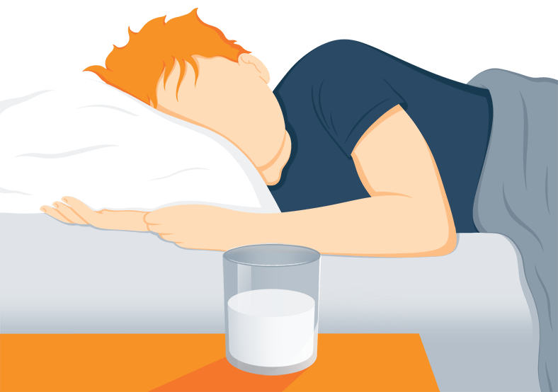 Illustration of a Glass of Milk on a Night Stand