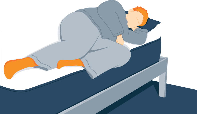 Illustration of a Man Sleeping on the Edge of the Mattress
